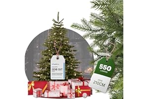 ‎BOOMDING BoomDing Weihnachtsbaum mit Beleuchtung 210 cm mit 550 Lichtern & Tasche – künstlicher Tannenbaum mit Beleuchtung, Metallfuß & langlebiger Aufbewahrung – Christbaum künstlich wie echt