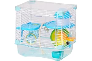 SMELL & SMILE Jaula para Hámster Roborowski Jaula para Hámster 27 * 21 * 27cm jaulas Hamsters pequeña Bebedero comedero (Azul)