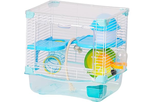 Smell & Smile Cage pour hamster avec abreuvoir et mangeoire Bleu 27 x 21 x 27 cm