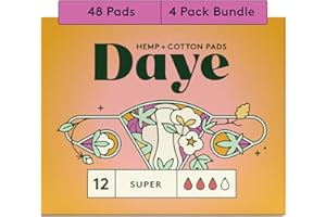 Daye Super Pads: 48ct | Regenerative Hemp and Organic Cotton Comfort Blend with Super Absorbent Polymer Core | Planet-Friendly, Secure for Heavier Flow