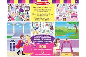 Melissa & Doug Livre d'Autocollants réutilisables château de princesse, Activités avions et voyages, Livres pour enfants de 3 4 5 6 7 ans, Loisirs créatifs pour filles et garçons