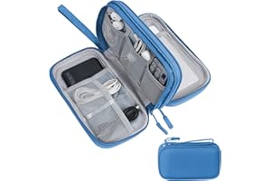 Skycase Travel Cable Organiser Bag, Electronics Accessories Organizer Bag Double-Layer Storage Bag for USB Data Cable,Earphone Wire,Power Bank,19 x 11 x 5.6cm,Cyan