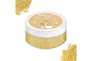 HONEYBERRY Premium Gold Edible Glitter 15g Pot - Food Grade Sparkling Gold Glitter Flakes for Drinks, Cocktails, Desserts and Ice Cream, Cake and Muffins Decorations - Shimmering Dust Powder