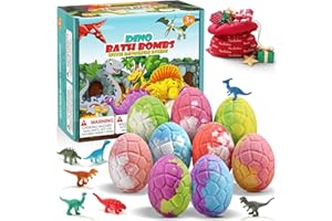 Qivatex Gifts for Kids Dinosaur Bath Bombs, 9 Pack Natural and Organic Dino Bath Bombs Bubble Bath Gift Set, Perfect Birthday Gifts for Boys Girls 3-12