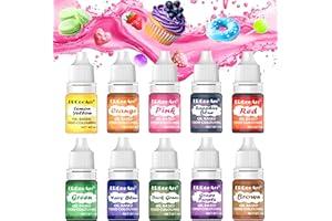 Oil Based Food Colouring Set - ERCorArt 10 Colours Highly Concentrated & Oil - Soluble Food Colouring for Chocolate, Fondant, Chocolate Cake, Icing, Ice Cream etc, 6 ml/Each