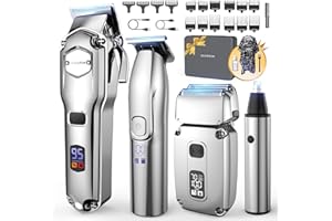 ‎JACK & ROSE Jack & Rose Haarschneidemaschine Set, 4 in 1 kabelloser Haarschneider und Trimmer, IPX7 Wasserdicht, elektrisches Präzision Shaver & Nasenhaar-Trimmer für Herren, USB Wiederaufladbar