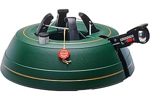 KRINNER Weihnachtsbaum Christbaumständer PREMIUM L Grün inkl. Fußpedal- und Einseiltechnik Sicherheitsglocke für Baumhöhe bis 2,7m MADE IN GERMANY 94135