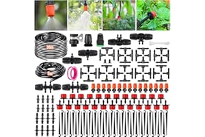 MQVXT Sistema de riego Jardín,185 PCS Sistema de Riego por Goteo, 30M+5M Kit Riego con Ajustable Boquilla Aspersor Pulverizador y Gotero Automatico para Jardin Invernadero Césped Patio Terraza