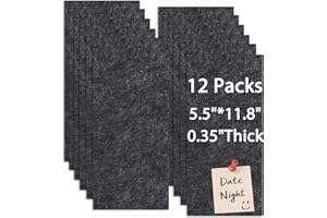 Okydoky Tablón de anuncios de fieltro autoadhesivo, 30 x 14 cm, 12 unidades, tablón de anuncios de cerámica, tablero de corcho, tablones de fieltro para decoración de pared en casa, oficina, aula,