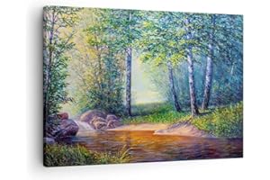 ARTTOR Lienzos decorativos prado agua arbol Cuadro Sobre Lienzo Moderno 70x50cm Cuadros Decoracion Salon Dormitorio Cocina Cuadros Pared Imágenes Wall Art Prints Decor Canvas AA70x50-4063