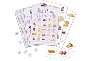 YFCACT Teeparty-Bingo-Karten, Let's Par-Tea Spiel für 24 Spieler, Garten-Tee-Party-Spiele für Familie, Freunde, Schule, Klassenzimmer, Urlaubsparty, Gastgeschenke, Dekorationen (05)