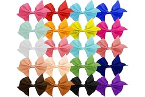 LAKEDO Hair Bows For Girls (40 Pcs, Multicolor Pairs) - Baby Hair Clips, Baby Bows Toddler Hair Accessories For Kids & Decoration - 3.5 Inch Bows Set With Crocodile Clips