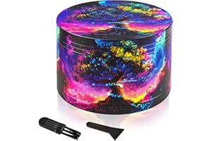ASTRIVA Grinder Large 63mm, 4-Piece Cool Grinder Metal with 40 Grinding Teeth, Purple Tree Design Spice Crusher with Pollen Screen for Kitchen Herb (Purple Tree B)