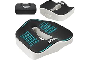 Feagar Coccyx poduszka na siedzenie, dla rwa kulszowa, hemoroidalna ulga w bólu pleców, z pianki z pamięcią kształtu, ergonomiczne podkładki do krzeseł biurowych, wózków inwalidzkich, krzeseł kuchennych, leżaków, foteli samochodowych