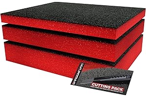 Shadow Foam Red Starter Kit 3pcs | Tool Box Foam Inserts - Foam Sheet 40x32cm Mixed Pack (30, 50 & 70mm Depth) Tool Box Organisation DIY & Tool Storage Systems