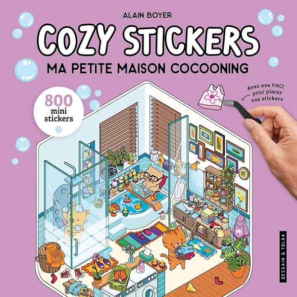 PHYNDR 20 Pièces Sets 3D House Cozy Sticker Scene Kit,Livre Autocollant Sticker 3D Adulte Scene, Stress Relief 40 PET Autocollants Scene,20 DIY Miniature House,pour Adulte Enfants Adolescent(B