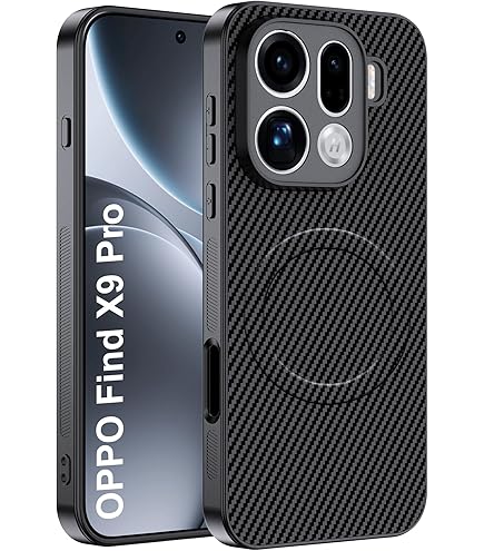 CAUHENYEE Magnetische hoes van koolstofvezel voor Oppo Find X9 Pro 5G [drievoudige bescherming] Schokbestendig, schokabsorberend, bescherming van de cameralens