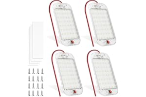 MERTTURM 48LED Voiture Interieur, Lumière Blanche Super Brillant Barre LED DC12v-85V 800LM Avec Interrupteur ON/OFF, Plafonnier LED Camping Car Universel pour Camion/Bateau/Van/Caravane(4 Pièces)