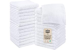 Utopia Towels - Cotton Washcloths Set - 30 x 30 cm, White - 100% Ring Spun Cotton, Premium Quality Flannel Face Cloths, Highly Absorbent and Soft Feel Fingertip Towels (24-Pack, White)