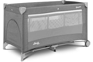 CARETERO BEST FOR BABIES CARETERO Basic Plus Lit Parapluie Bébé avec Matelas 120x60 cm - Lit de Voyage Pliable pour Bébés Jusqu'à 15 kg - De la Naissance à 4 Ans - Sac de Transport Inclus - Gris
