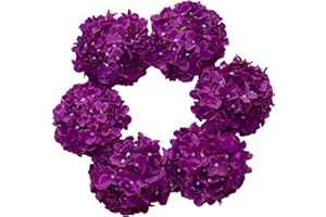 DuHouse Fiori artificiali di ortensia in seta più grandi con stelo, fiori finti di ortensia per matrimoni, casa, giardino, centrotavola, confezione da 6(viola scuro)