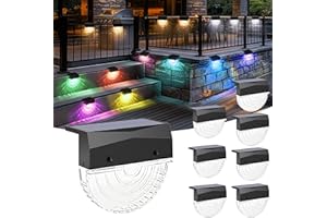 Solpex Lot de 8 lampes solaires de terrasse, 3 modes d'éclairage, lampes solaires multicolores, lampes solaires d'extérieur étanches pour escaliers extérieurs, marches, clôtures, cour, patio