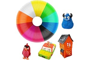 UKOFEW 3D Pluma Filament, Filamento para Bolígrafo 3D, PLA 3D Pluma Filamento, Filamento PLA Boligrafo 3D, Lapiz 3D 1,75mm Filamento para Impresoras 3D Pen (10 Colores, 5M Cada Uno)