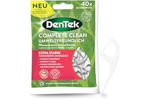 ‎DENTEK DenTek Eco Complete Clean Zahnseide Stick 40 Stk – pflanzenbasierte Zahnreinigung mit Minzgeschmack – Zahn Reinigung mit Fluorid – umweltfreundlich und reißfest – vegan und GMO-frei