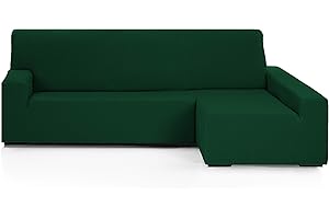 Martina Home Funda Chaise Longue Elástica EMILIA Brazo Derecho Largo (visto de frente), Verde Botella