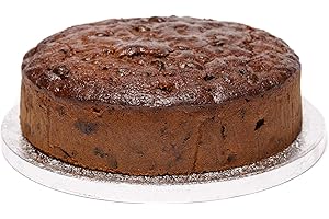 Bizzibeans Brandy-Infused Christmas Fruitcake – Luxurious & Moist Fruit Cake with French Brandy-Soaked Fruit (No Icing) for Xmas – Vegetarian & Dairy Free – Serves 20 – Round, 8”, Approx 1.4KG