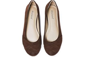 Ataiwee Women's Wide Width Flats Shoes - Casual Comfortable Round Plus Size Ballet Shoes.