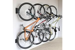 monTEK Swivel Bike Wall Mount, Garage Bike Hangers, Space Saving Vertical Rack Holds 66lbs, Black, 4 Pack