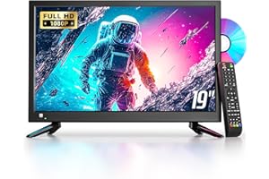 DESOBRY 19 Zoll Kleine Fernseher mit DVD Player integriert, 1080P Outdoor tv unterstützt Antenne HDMI USB AV Eingang, 12V Fernseher für wohnmobil/Camping/Wohnwagen