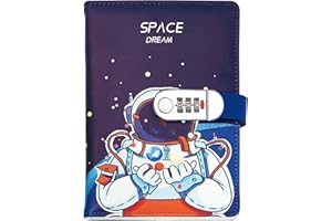 NectaRoy Diario Segreto con Codice, A5 Diario di Viaggio(Goffratura Astronauta Spaziale), Taccuino in Pelle Travel Journal Notebook per Scuola d'ufficio Studenti Regalo di Compleanno, 210x145mm