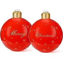 Aufblasbare Weihnachtskugeln 60 Cm - Rote & Weiße Deko Für Garten