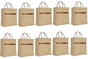 Soman Jute Ecofriendly Return Gift Bags trendy lace with Zip Natural Pack of 10 Bags