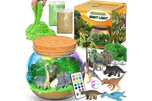 KUPITM6 Dinosaur Toys for Boys Terrarium Kit, Novelty Light Up Dino Kid Crafts for 3 4 5 6 7 8 9+ Years Old Boys, Make Your Own Dinosaur Night Light with Timing Remote Control, DIY Creative Dino Toys