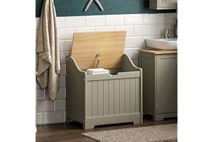 Bath Vida Priano Szafka łazienkowa na pranie, szafka do przechowywania, kosz na klatkę piersiową, drewniany kosz, szara