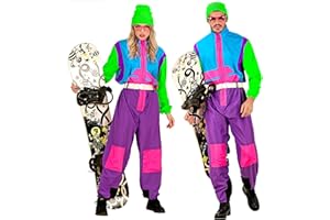 W WIDMANN MILANO Party Fashion - Kostüm Skianzug für Damen und Herren, Overall mit Gürtel, Retro Design für Karneval & Apres Ski Party