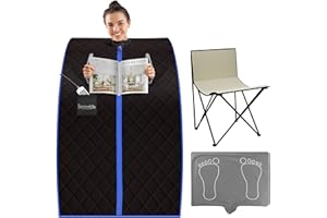 SereneLife Portable Infrared Sauna Box, 96.5cm x 81cm Personal Tent with Remote, Indoor Spa Relaxation Pod, Portable Steam for Tiny Homes, Outdoor or Indoor Use, Black