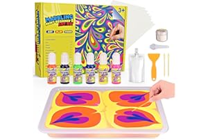 Diyfrety Toys for 4 5 6 7 8 Year Old Girls Boys, Marbling Paint Art Kit for Kids Age 4-12 Arts and Crafts for Kids Age 4-12 Birthday Gifts for 4-12 Year Old Girls Crafts for Kids Age 4-12