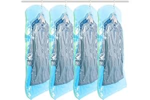 Maximiza el Espacio con Bolsas de Vacío Colgantes TAILI Ganchos para Chaquetas Trajes y Vestidos Ideal para Organizar Armario y Ahorrar Espacio en Viajes - 4 piezas (135x70cm) - Azul