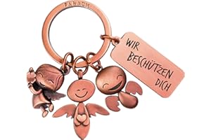 FABACH Porte-clés ange gardien 3 anges avec gravure – Porte-clés de voiture en métal pour automobilistes – Cadeau porte-bonheur permis de conduire – Nous vous protégeons