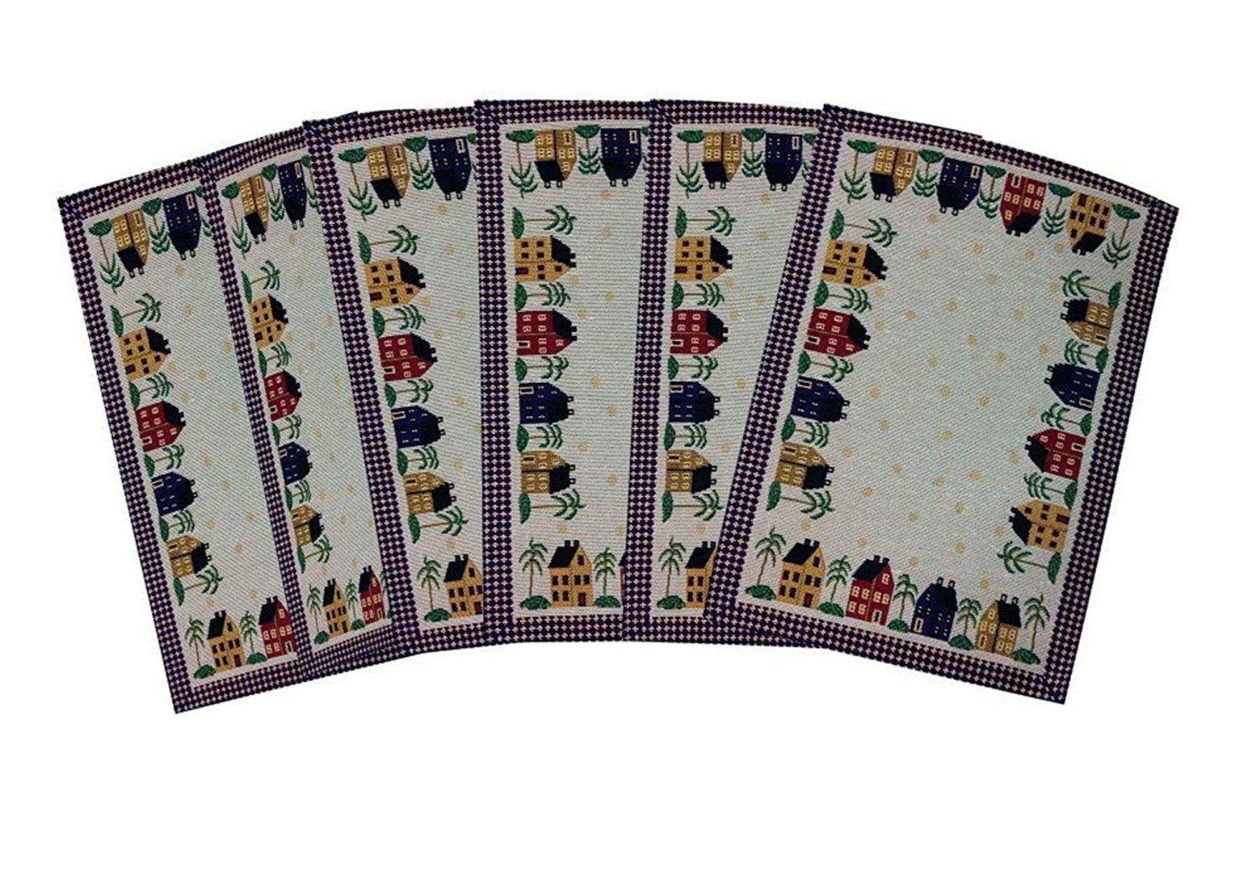 Galaxy Home Decor Fabric Dining Table Runner with 6 Mats (Hut) - Image 5