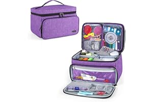 Luxja Bolsa para Kit de Costura, Bolsa para Suministros de Costura, Bolsa para hilo, agujas, tijeras y otras herramientas de costura (Solo Bolsa), Púrpura