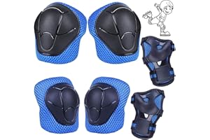 MON3TRYYDS Protection Kit 6 en 1 pour Coudière et Genouillère Kit de Protection Enfant Ensemble de Protections pour Enfants 6 en 1 Équipement de Protection Réglable pour Skateboard, Cyclisme et Roller