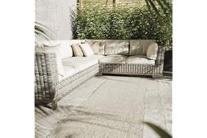 ‎INTERIYOU Interiyou Outdoor Teppich Wetterfest Asti - Läufer 80x300 cm Hellgrau - Jute Optik - Wasserfest für Balkon, Terrasse, Garten - Outdoorteppich passend auch für Wohnzimmer, Schlafzimmer und Küche