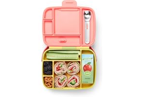 Munchkin Lunch Bento Box with Stainless Steel Utensils, Reusable Spoon and Fork, Leakproof Food Container for On the Go Meal, BPA Free Insulated Lunch box,Toddler/Kids, 18 Months and above, Yellow