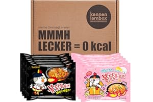‎KENNENLERNBOX Kennenlernbox 10er Buldak Box | SAMYANG Hot Chicken Ramen Combo | 5er Pack Hot Chicken & 5er Pack Carbonara