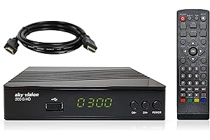 Sky Vision HD SAT Receiver 300 S-HD, Receiver für Satelliten Empfang, Digitaler Satelliten-Receiver DVB-S2, Sat Receiver HDMI & SCART, HDTV, 12V Camping, USB-Mediaplayer, 1,5 m HDMI Kabel, schwarz